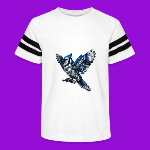 Silver Blue Jay Open Wing Perch - Kid's Football Tee
