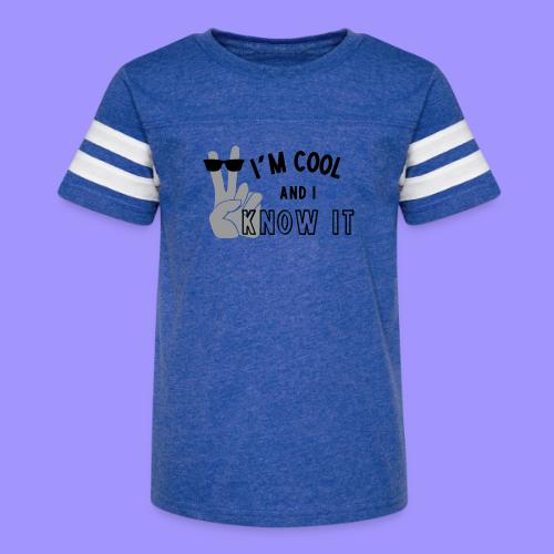 I'm Cool and I Know It - Fun Self Affirmation- Blk - Kid's Football Tee