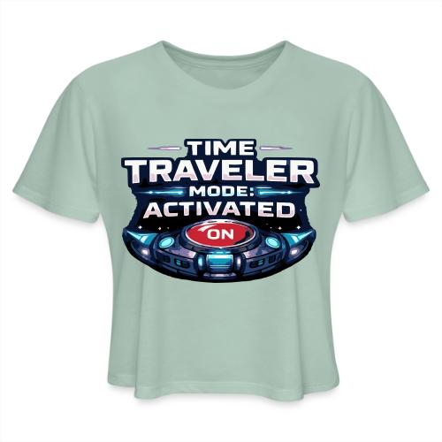 Time Traveler Mode – Futuristic Neon Sci-Fi Tee - Women's Cropped T-Shirt