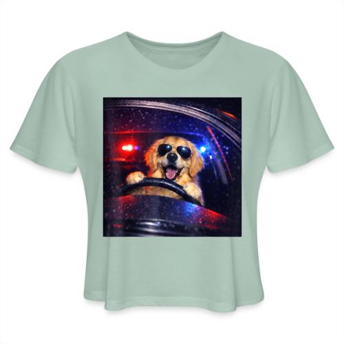 Funny Police Golden Retriever Meme Tee - Women's Cropped T-Shirt