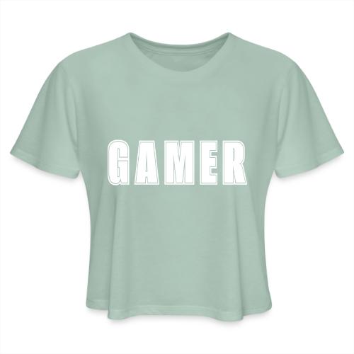 Gamer Collegiate White Text Design - Women's Cropped T-Shirt