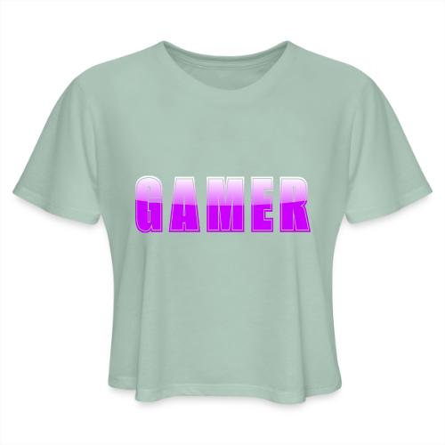 Gamer Purple Glossy Collegiate Design - Women's Cropped T-Shirt