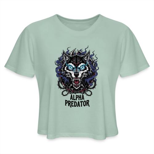 Alpha Predator Wolf Fierce Neon Eyes - Women's Cropped T-Shirt