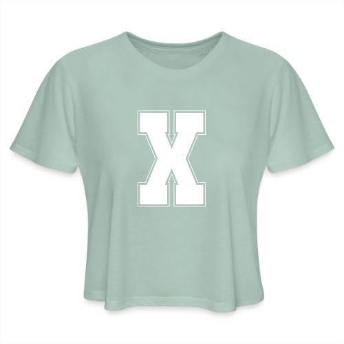 White Letter X – Varsity Alphabet Monogram - Women's Cropped T-Shirt