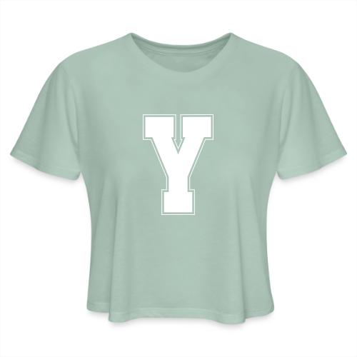 White Letter Y – Varsity Alphabet Monogram - Women's Cropped T-Shirt