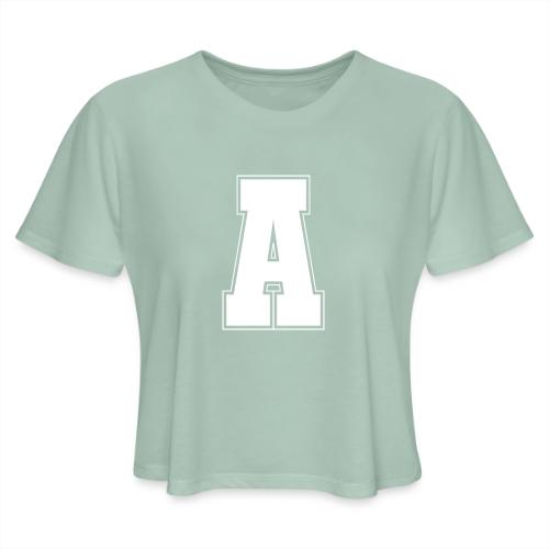 White Letter A – Varsity Alphabet Monogram - Women's Cropped T-Shirt