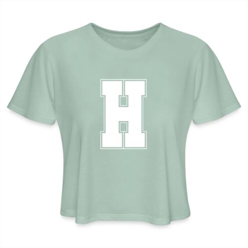 White Letter H – Varsity Alphabet Monogram - Women's Cropped T-Shirt