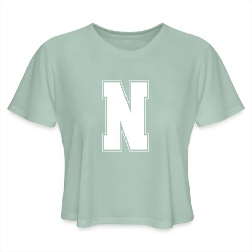 White Letter N – Varsity Alphabet Monogram - Women's Cropped T-Shirt