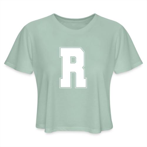 White Letter R – Varsity Alphabet Monogram - Women's Cropped T-Shirt
