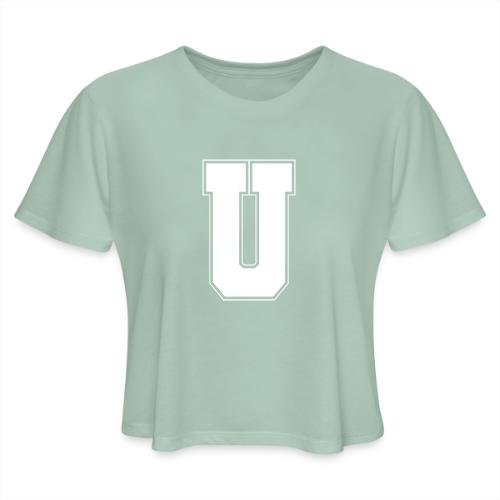 White Letter U – Varsity Alphabet Monogram - Women's Cropped T-Shirt