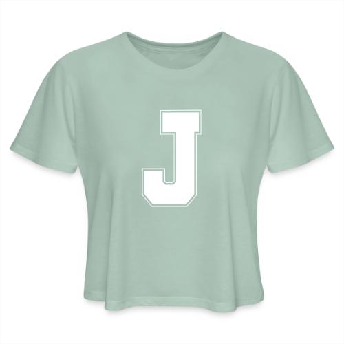 White Letter J – Varsity Alphabet Monogram - Women's Cropped T-Shirt