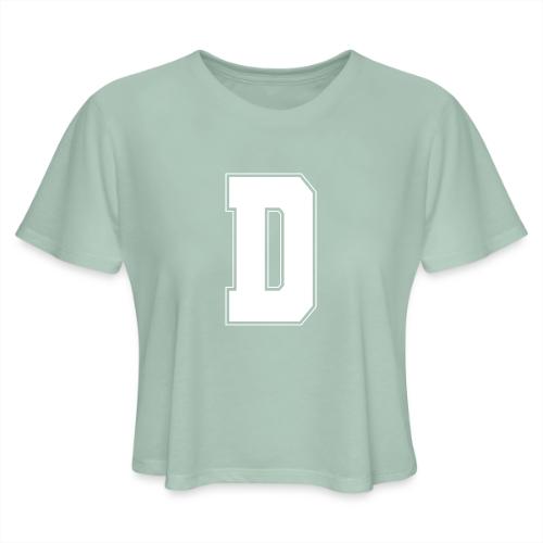 White Letter D – Varsity Alphabet Monogram - Women's Cropped T-Shirt