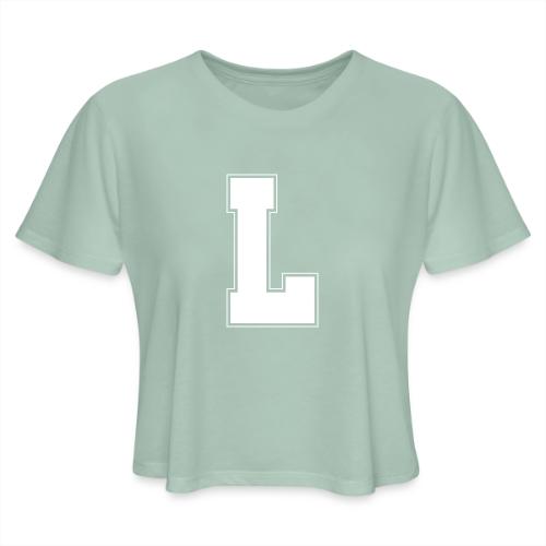White Letter L – Varsity Alphabet Monogram - Women's Cropped T-Shirt