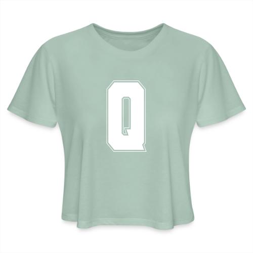 White Letter Q – Varsity Alphabet Monogram - Women's Cropped T-Shirt