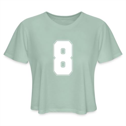 White Number 8 – Varsity Font - Women's Cropped T-Shirt