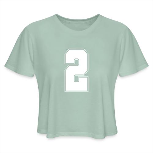 White Number 2 – Varsity Font - Women's Cropped T-Shirt