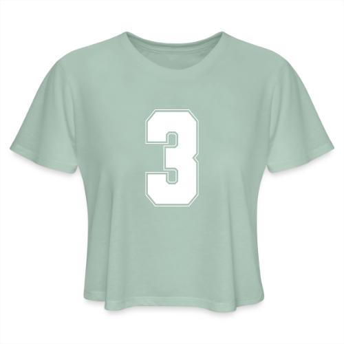 White Number 3 – Varsity Font - Women's Cropped T-Shirt