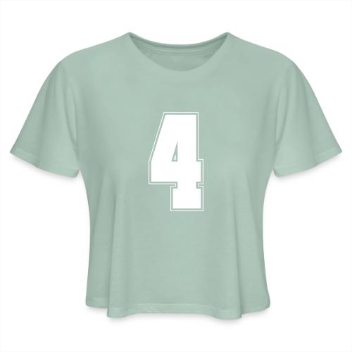 White Number 4 – Varsity Font - Women's Cropped T-Shirt