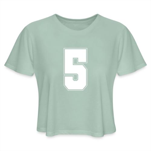 White Number 5 – Varsity Font - Women's Cropped T-Shirt