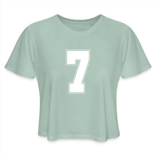 White Number 7 – Varsity Font - Women's Cropped T-Shirt