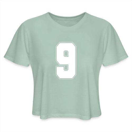 White Number 9 – Varsity Font - Women's Cropped T-Shirt