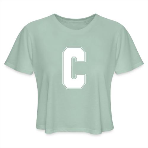 White Letter C – Varsity Alphabet Monogram - Women's Cropped T-Shirt