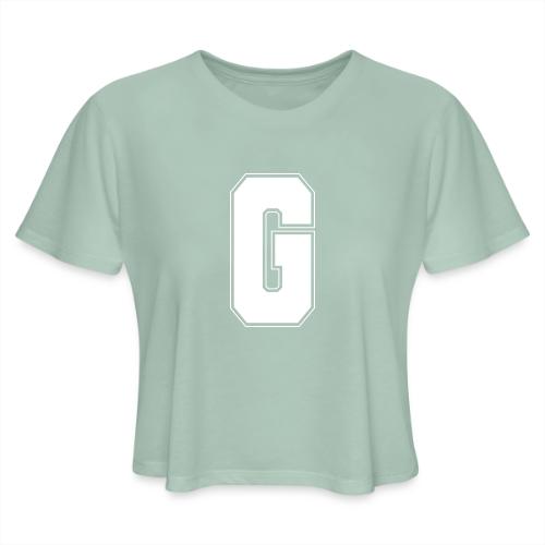 White Letter G – Varsity Alphabet Monogram - Women's Cropped T-Shirt