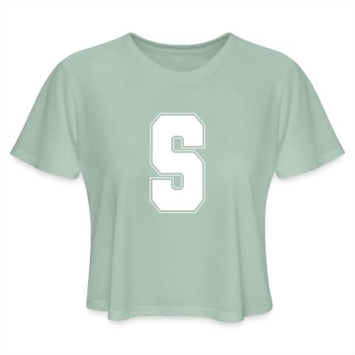 White Letter S – Varsity Alphabet Monogram - Women's Cropped T-Shirt
