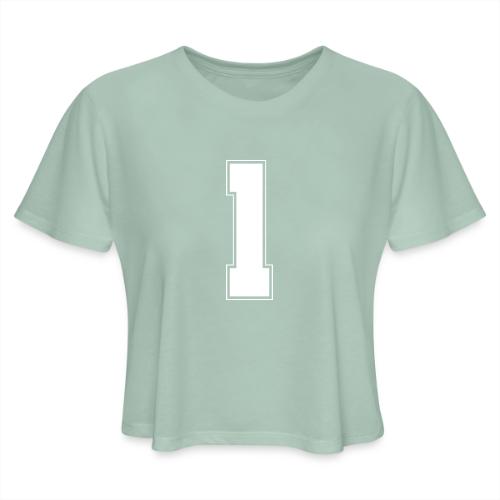 White Number 1 – Varsity Font - Women's Cropped T-Shirt