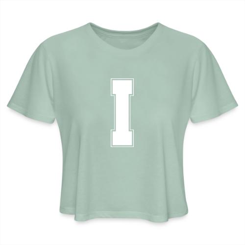 White Letter I – Varsity Alphabet Monogram - Women's Cropped T-Shirt