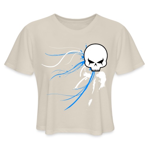 cyber skull bluw - Women's Cropped T-Shirt