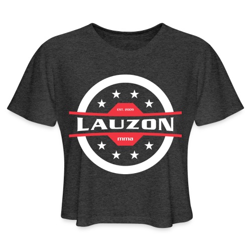 White on Black Lauzon MMA Logo w No Words - Women's Cropped T-Shirt