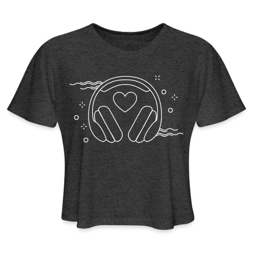 ❤️ + 🎧 (white outline) - Women's Cropped T-Shirt