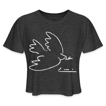 Picasso Peace Dove Essential T-Shirt - Women's Cropped T-Shirt - deep heather - Front - Camila (177cm)