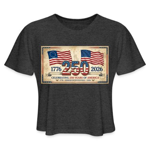 USA 250th Anniversary Flags Emblem - Women's Cropped T-Shirt