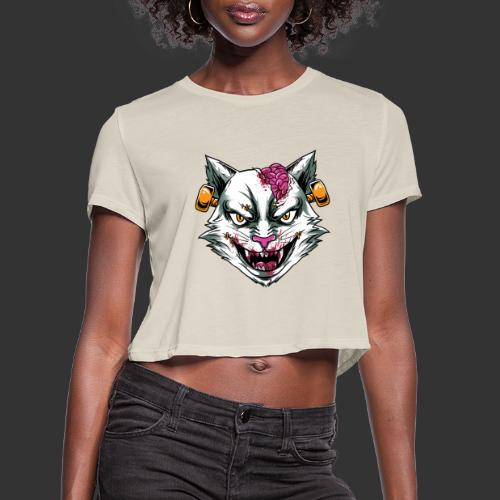 Horror Mashups: Zombie Stein Cat T-Shirt - Women's Cropped T-Shirt