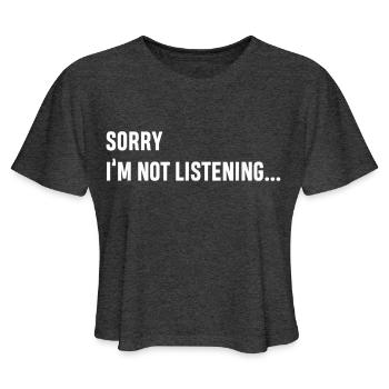 Cool Trendy Anti Social T Shirt for Teen Gift - Women's Cropped T-Shirt - deep heather - Front - Camila (177cm)