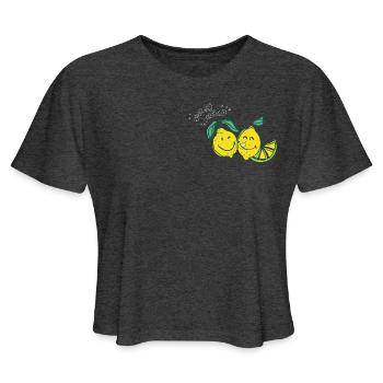 SmileyWorld Lemons Souriants - T-shirt court pour femmes - gris chiné - Devant - Camila (177cm)