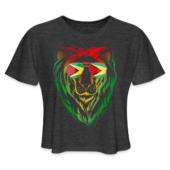 Guyana - Women's Cropped T-Shirt - deep heather - Front - Camila (177cm)