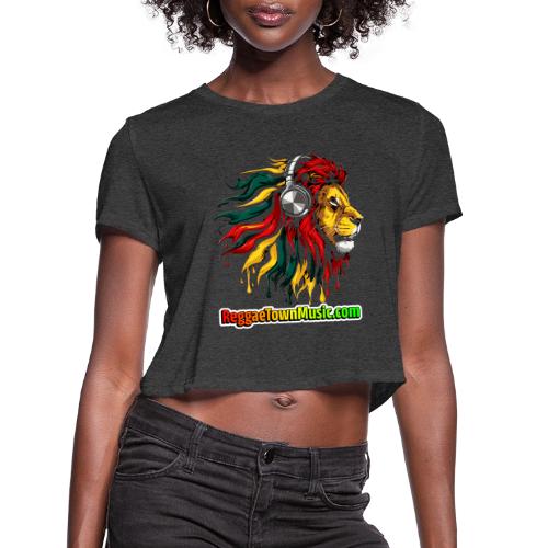 Reggae Music Radio Lion Head Soundwaves design - Women's Cropped T-Shirt