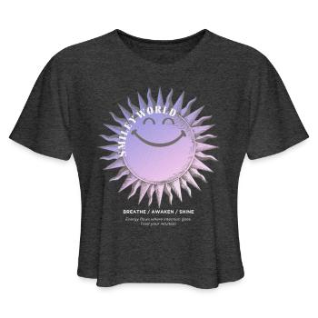 SmileyWorld Soleil Souriant En Violet - T-shirt court pour femmes - gris chiné - Devant - Camila (177cm)