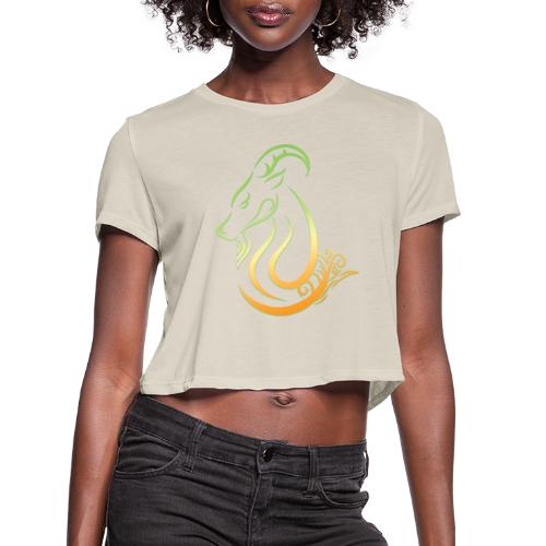 Capricorn Zodiac Sea Goat Astrology Logo - Women's Cropped T-Shirt