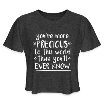 mental health sayings - Women's Cropped T-Shirt - deep heather - Front - Camila (177cm)
