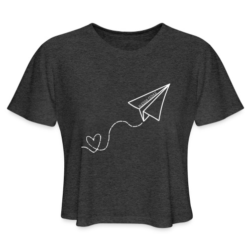 Travel - Paper Plane w/ Heart (white) - Women's Cropped T-Shirt
