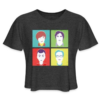The Big Bang Theory Smart Heads Team Pop Art - Women's Cropped T-Shirt - deep heather - Front - Camila (177cm)