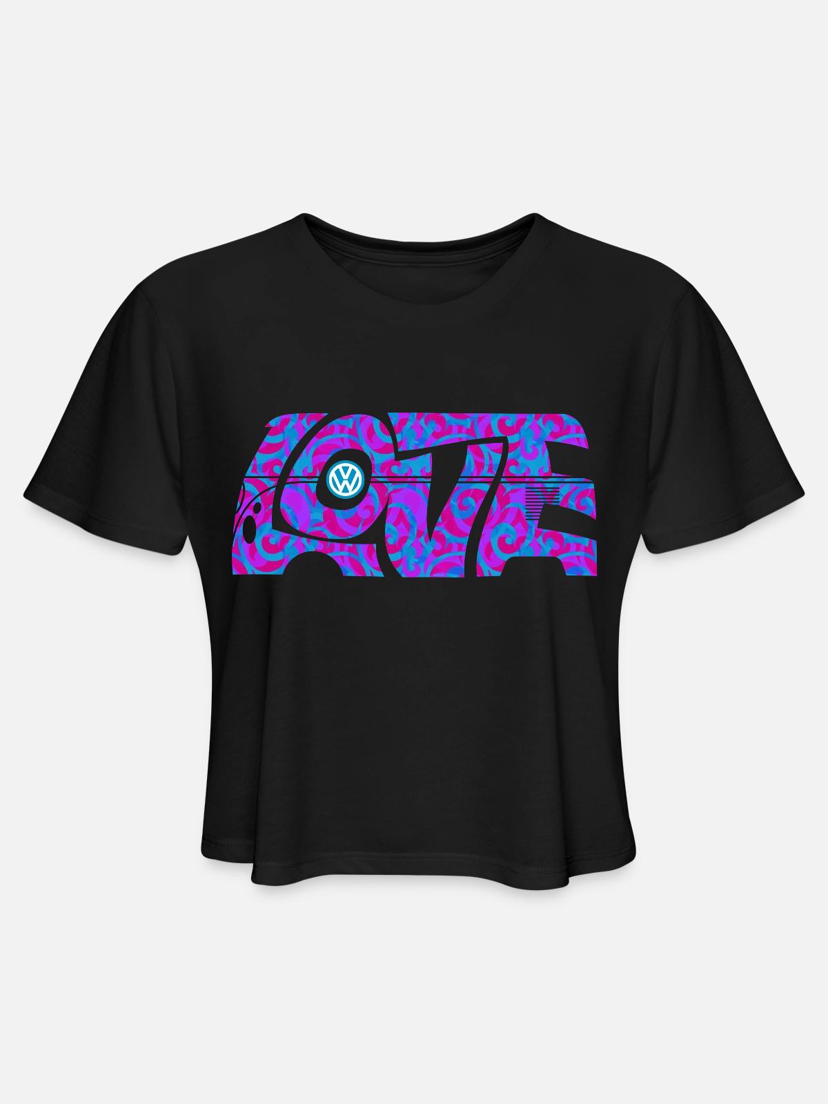 Volkswagen VW T1 Camper Love With VW logo - Women's Cropped T-Shirt - black - Front
