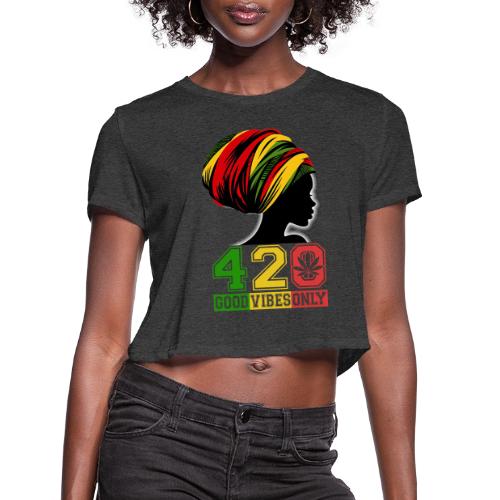 420 Day Women OnFire Weed Marijuana funny design - Women's Cropped T-Shirt
