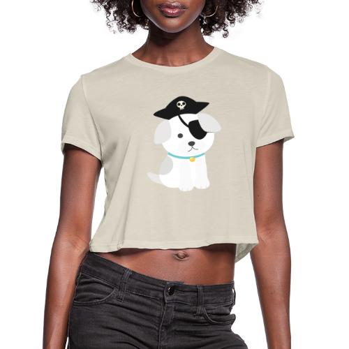 Dog with a pirate eye patch doing Vision Therapy! - Women's Cropped T-Shirt