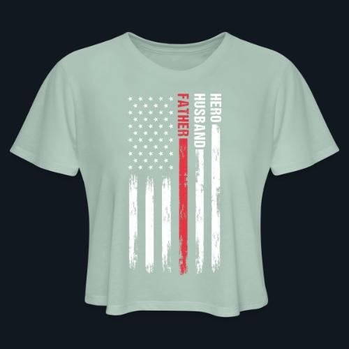 American Best Dad Hero Husband Father - Women's Cropped T-Shirt