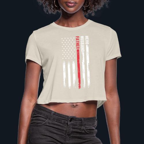 American Best Dad Hero Husband Father - Women's Cropped T-Shirt